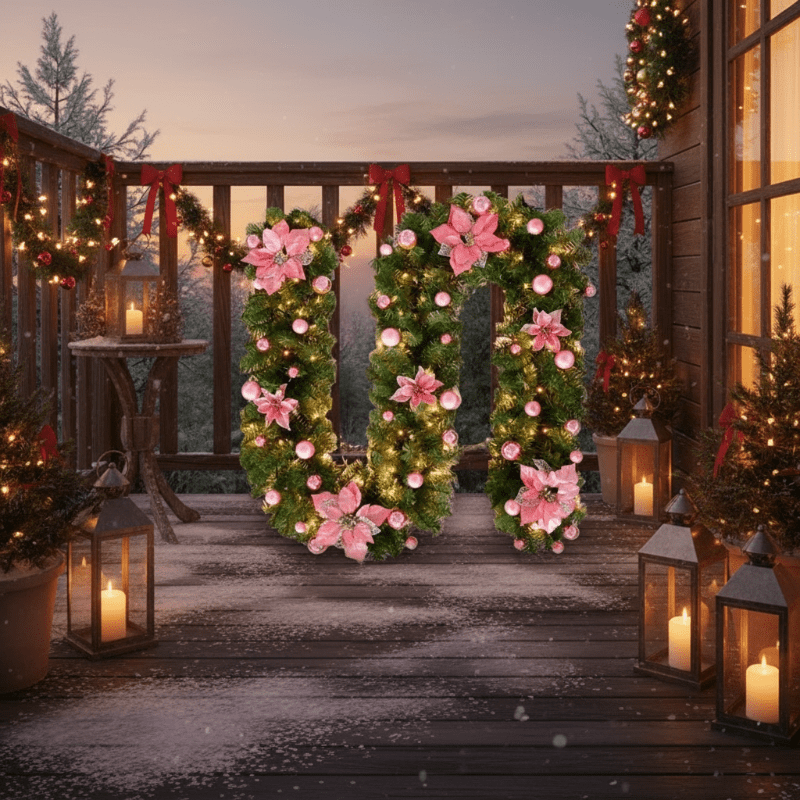 Guirlande de Noël en rotin illuminée LumaWeave avec LED blanc chaud, 2,7 m pour manteau de cheminée