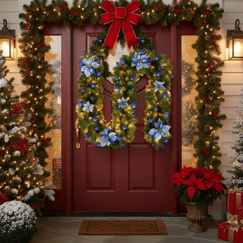 Guirlande de Noël en rotin illuminée LumaWeave avec LED blanc chaud, 2,7 m pour manteau de cheminée