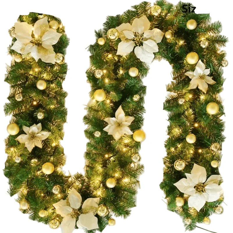 Guirlande de Noël en rotin illuminée LumaWeave avec LED blanc chaud, 2,7 m pour manteau de cheminée