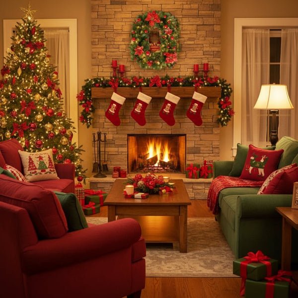 Guirlande de Noël en rotin illuminée LumaWeave avec LED blanc chaud, 2,7 m pour manteau de cheminée