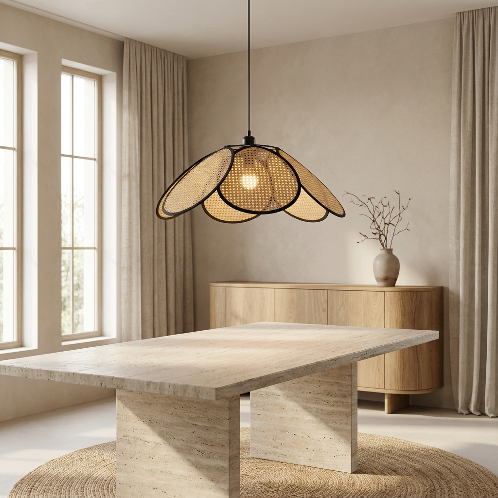 Solara elegante bohemian Rattan-Deckenlampe für Wohnzimmer und Küche