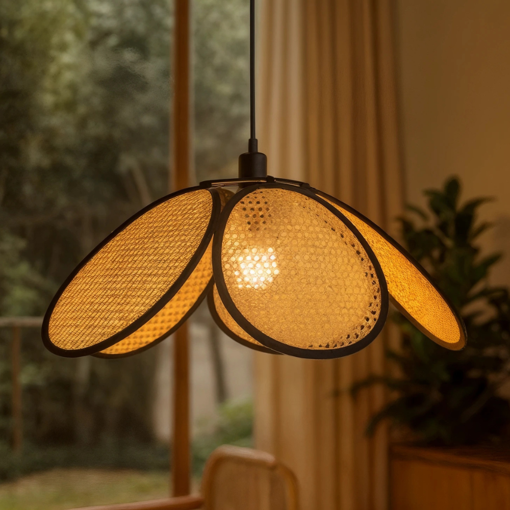 Solara elegante bohemian Rattan-Deckenlampe für Wohnzimmer und Küche