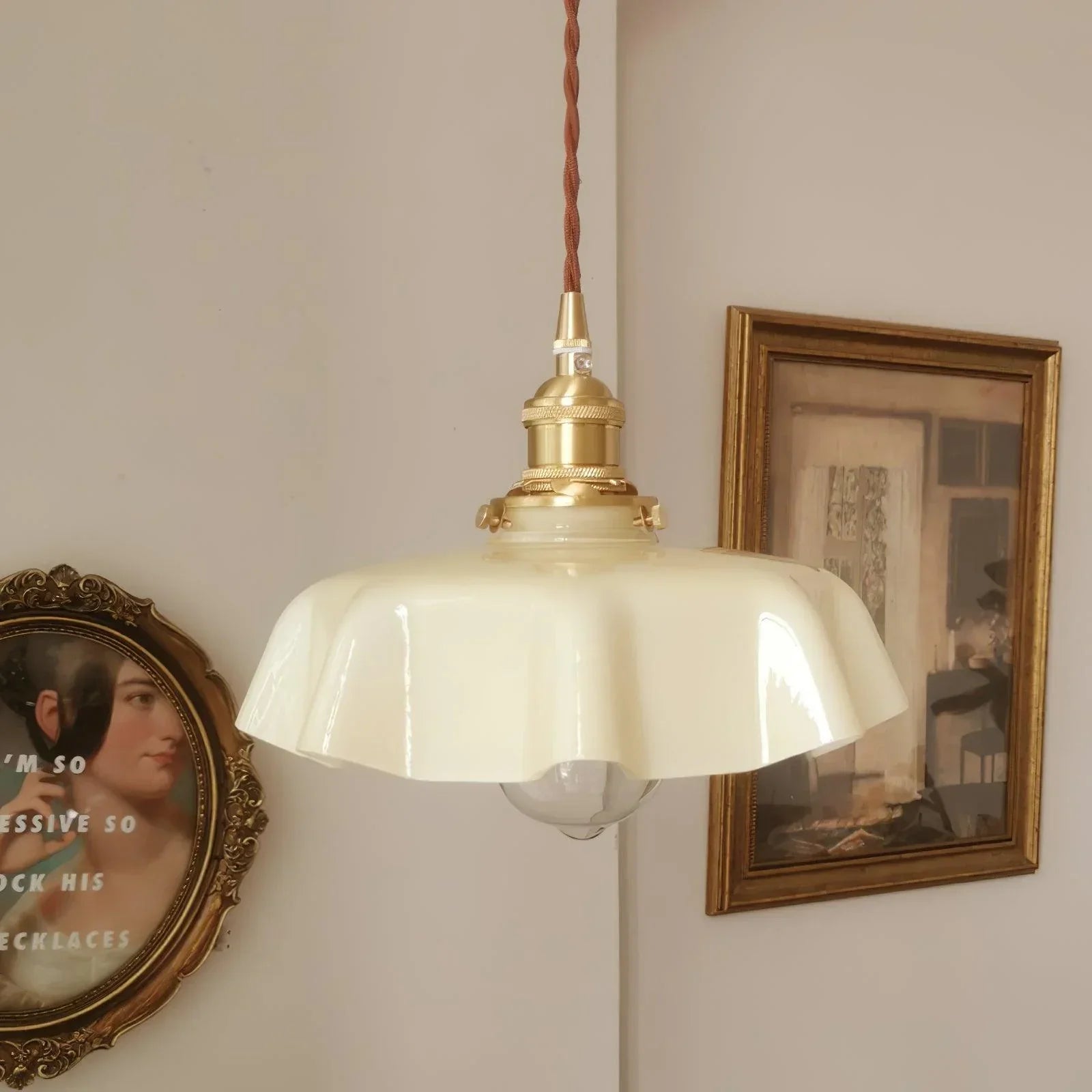 Elegant Draped Glass Art Deco Pendant Light Fixture