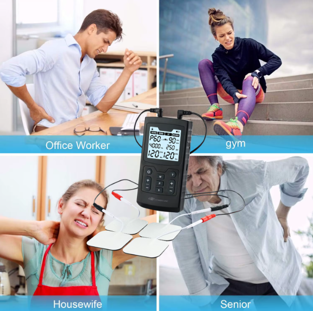 4-in-1 TENS EMS IFC Russian Stimulation Device with 60 Modes & 120 Intensity Levels for Muscle & Nerve Comfort
