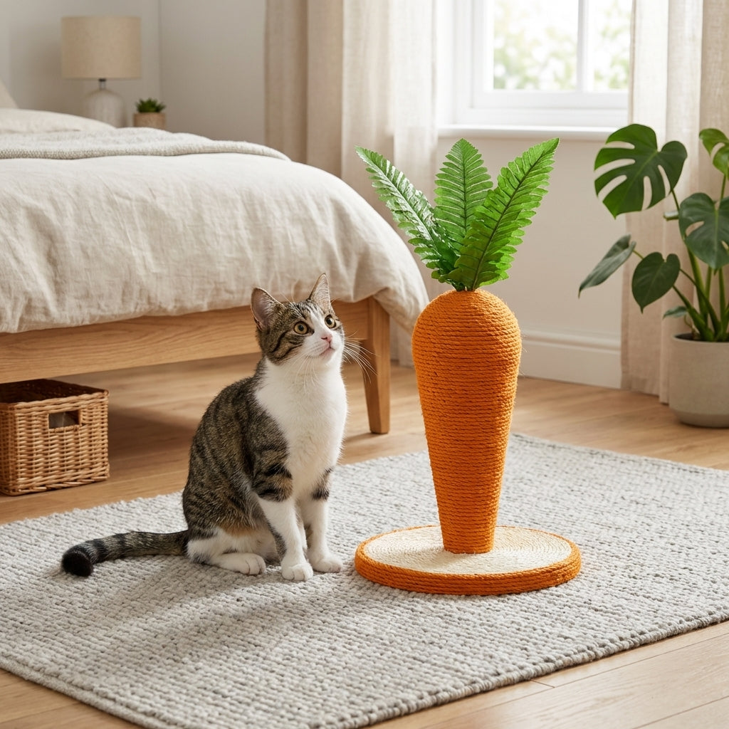 Répa alakú macskarágó oszlop szizál kötéllel, kicsi vagy nagy méretben