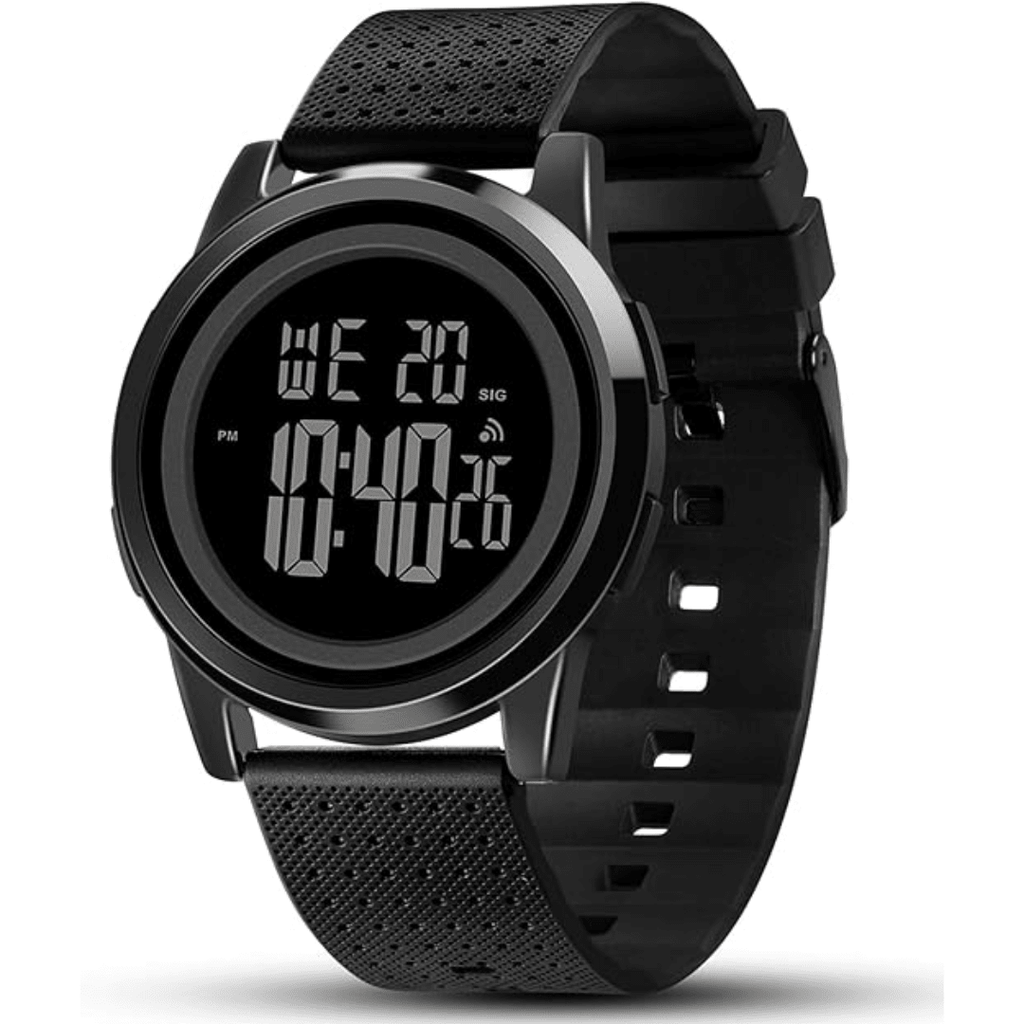 שעון דיגיטלי דק במיוחד SlimTime לגברים עם רצועת פלדת אל-חלד