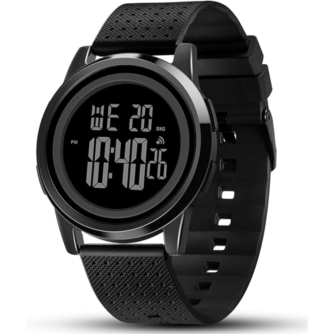 שעון דיגיטלי דק במיוחד SlimTime לגברים עם רצועת פלדת אל-חלד