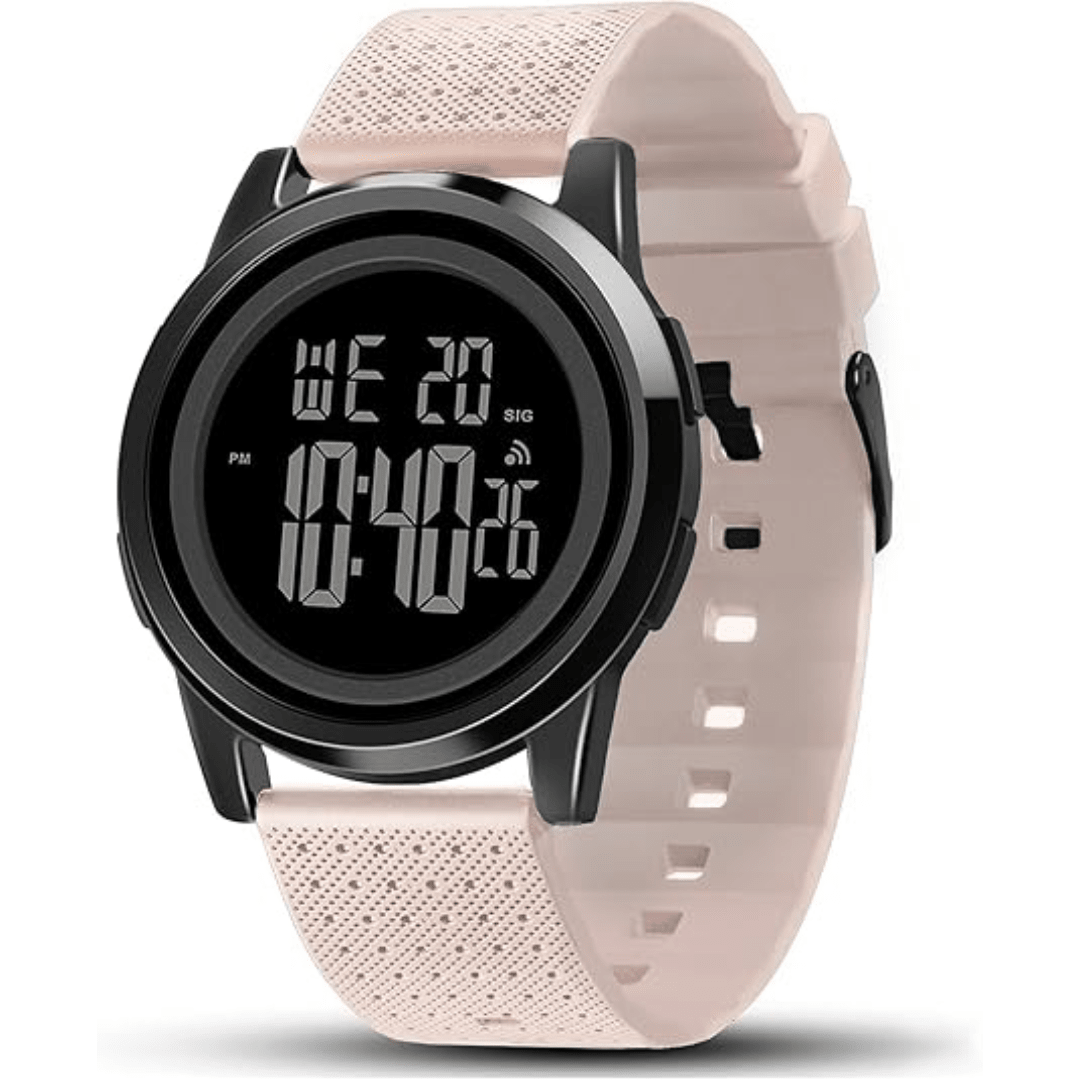 שעון דיגיטלי דק במיוחד SlimTime לגברים עם רצועת פלדת אל-חלד