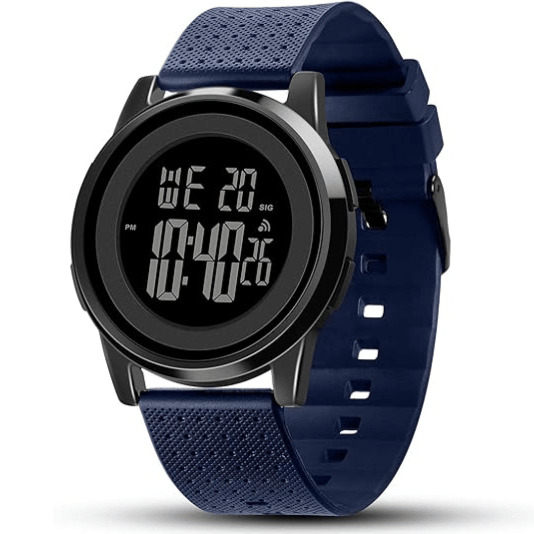 שעון דיגיטלי דק במיוחד SlimTime לגברים עם רצועת פלדת אל-חלד