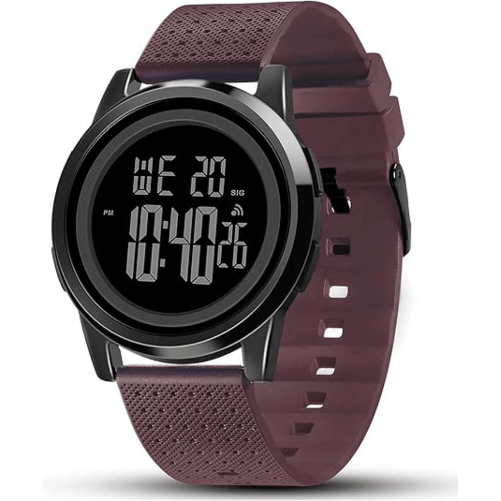 שעון דיגיטלי דק במיוחד SlimTime לגברים עם רצועת פלדת אל-חלד