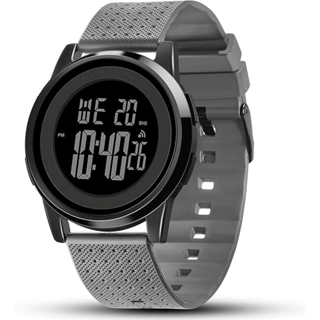 שעון דיגיטלי דק במיוחד SlimTime לגברים עם רצועת פלדת אל-חלד