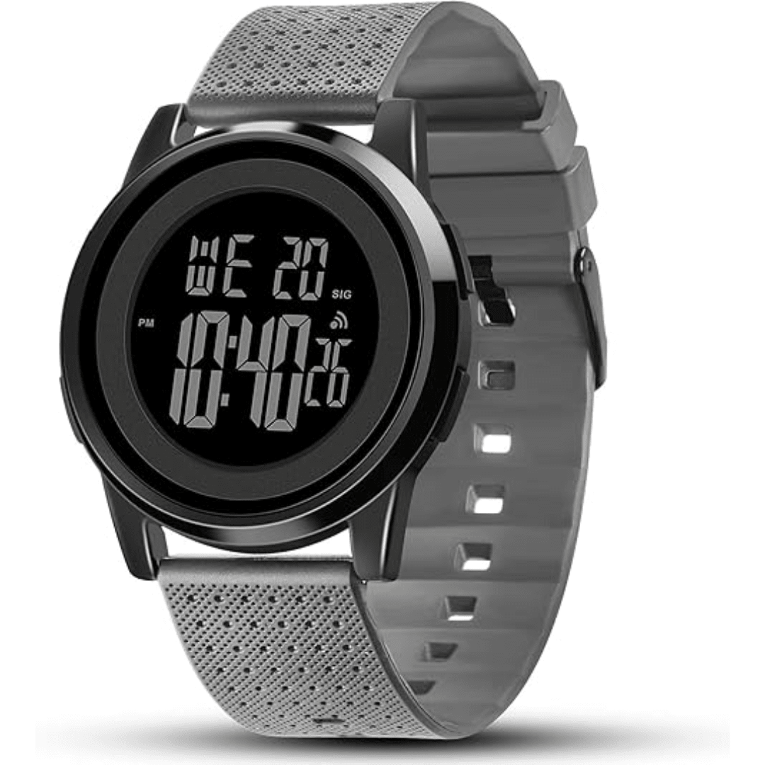 שעון דיגיטלי דק במיוחד SlimTime לגברים עם רצועת פלדת אל-חלד