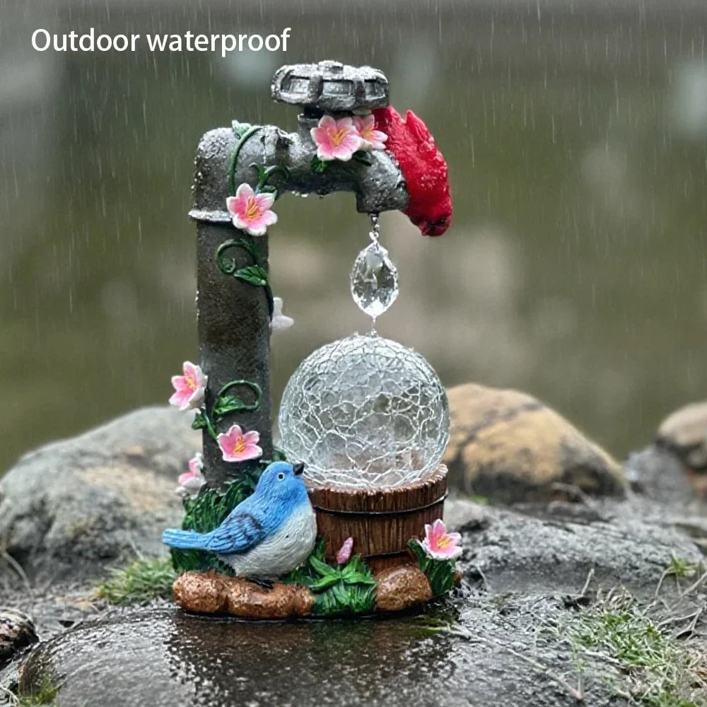 Solar-Powered Cardinal Garden Light Statue For Outdoor Decor
