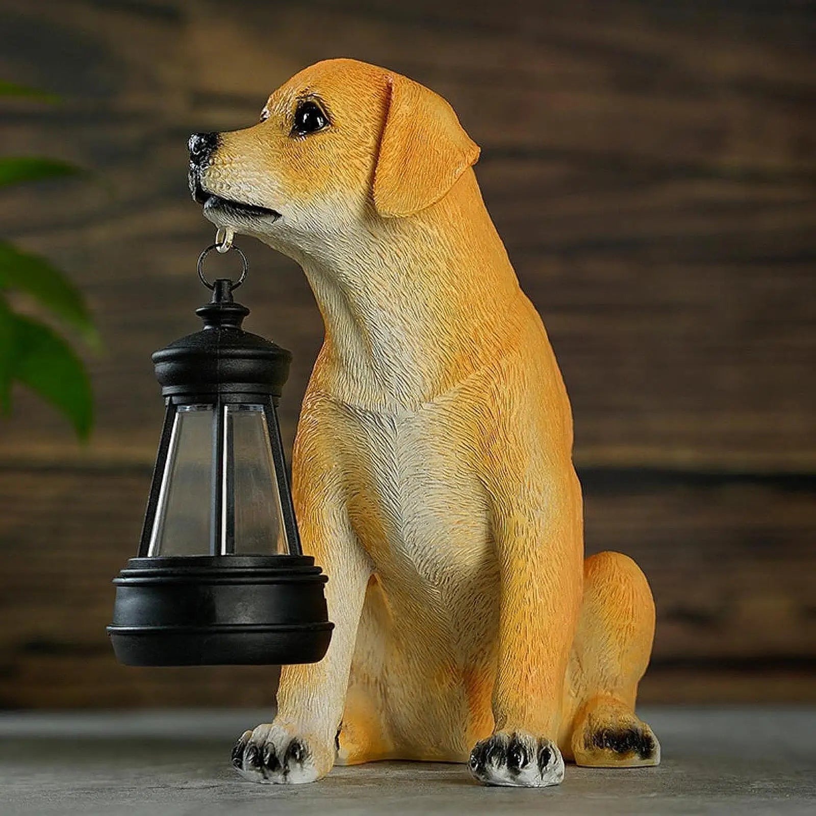 Solar Lighting Canine Statue For Outdoor Garden Decor