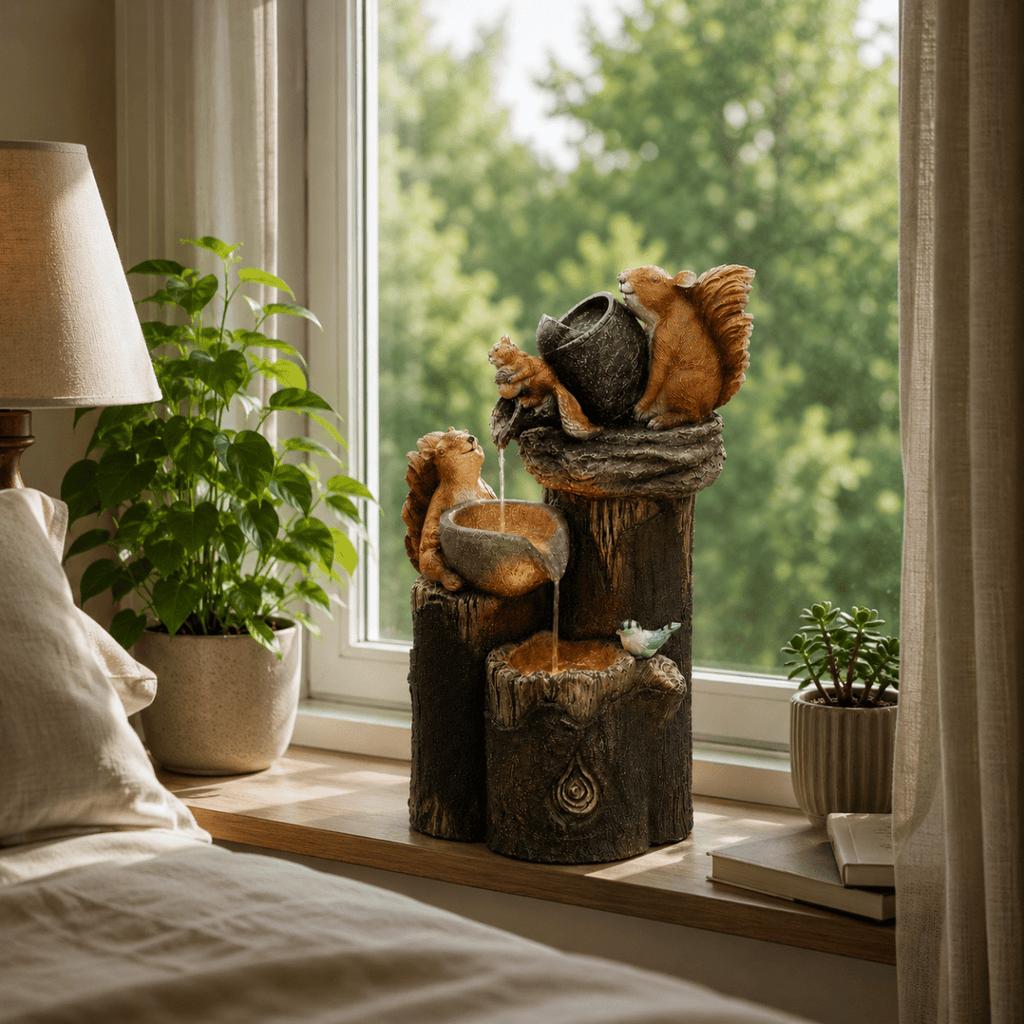 GARTENLUX Garden Figurine With Squirrel And Duck Motif