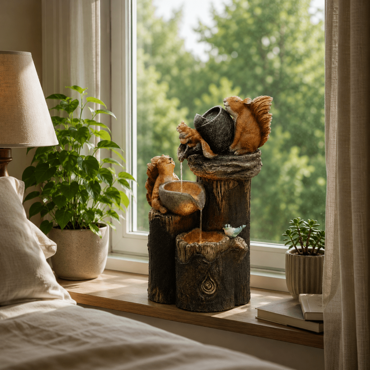 GARTENLUX Garden Figurine With Squirrel And Duck Motif