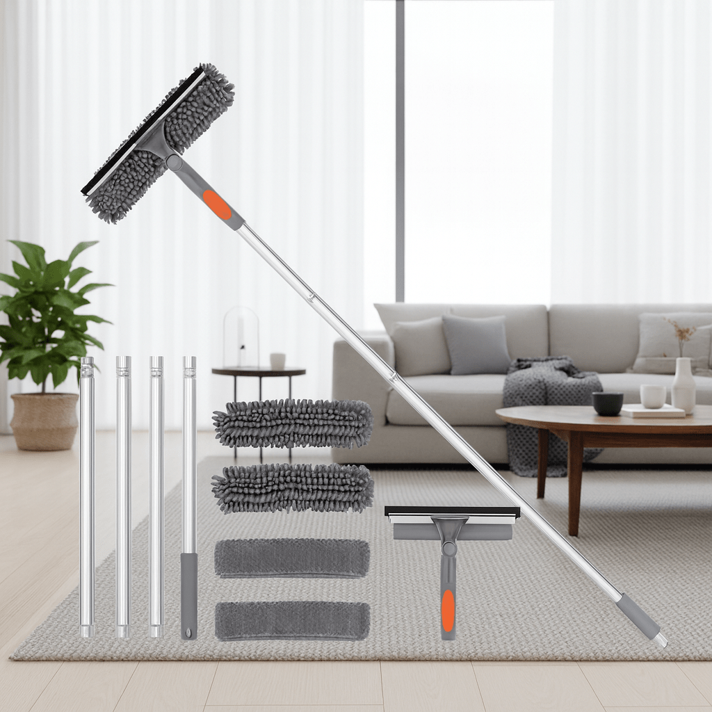 ClearVista Adjustable 2-in-1 Glass Cleaning Tool With Telescoping Rod