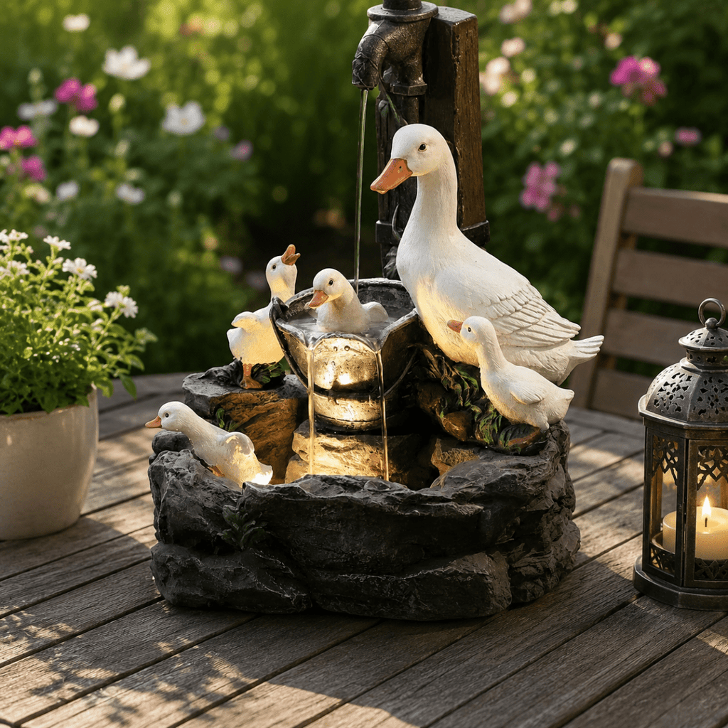 GARTENLUX Garden Figurine With Squirrel And Duck Motif