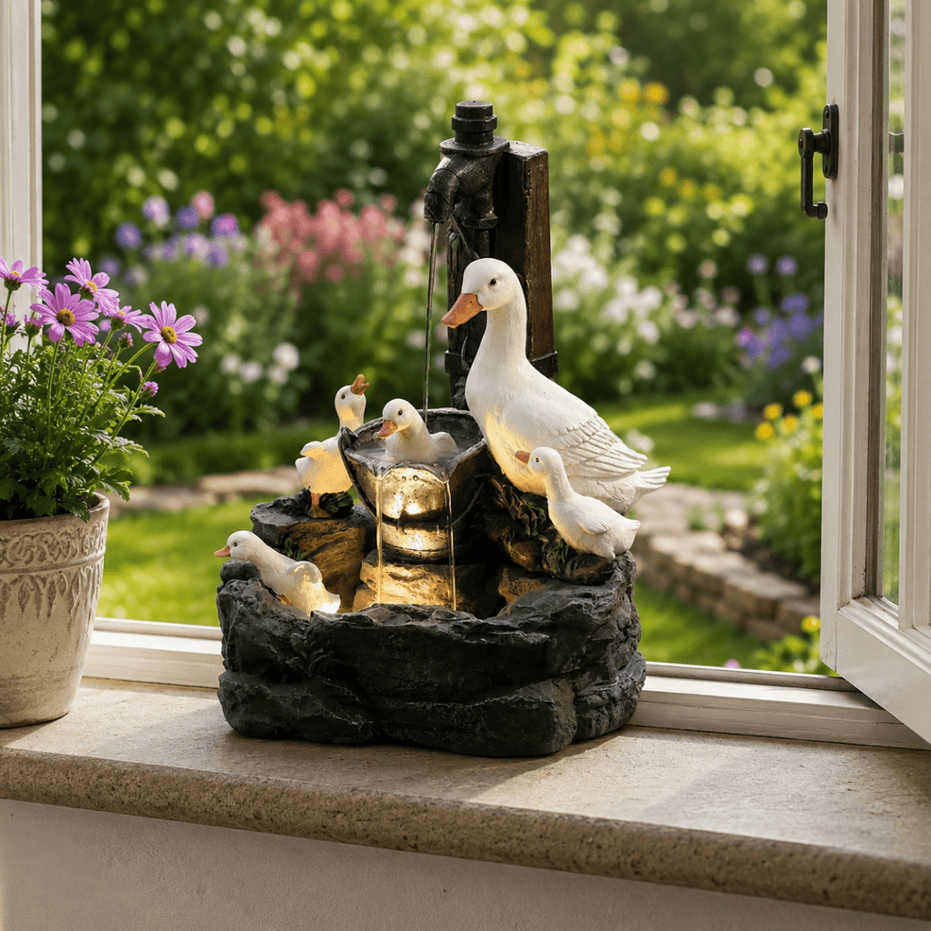 GARTENLUX Garden Figurine With Squirrel And Duck Motif