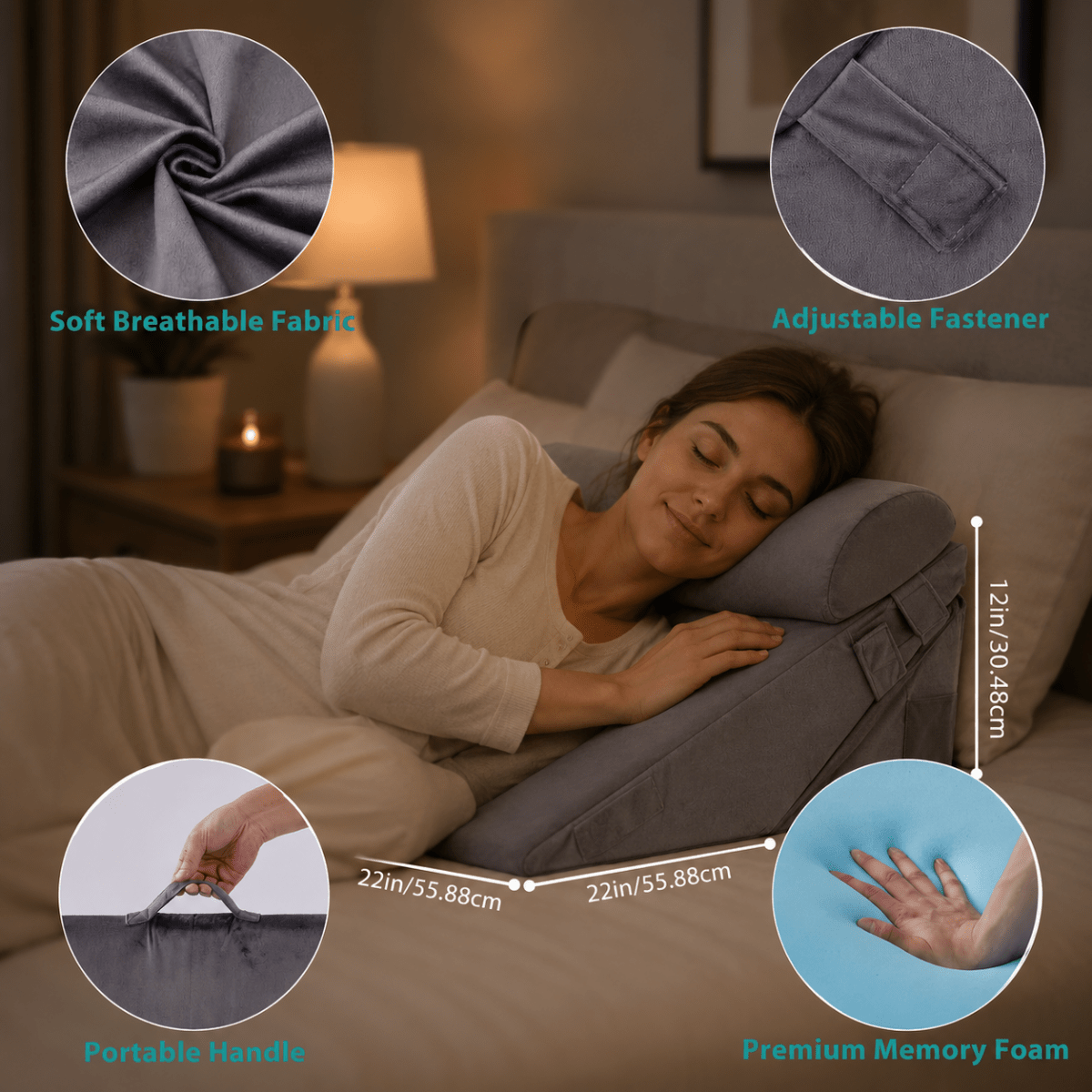 ELEVAREST Bed Pillow With Adjustable Wedge For Leg And Back Support