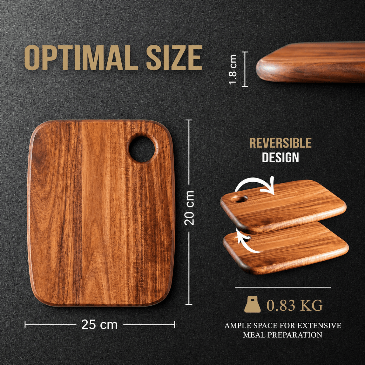CHEFLIVA Premium Wooden Cutting and Serving Board for Modern Kitchens
