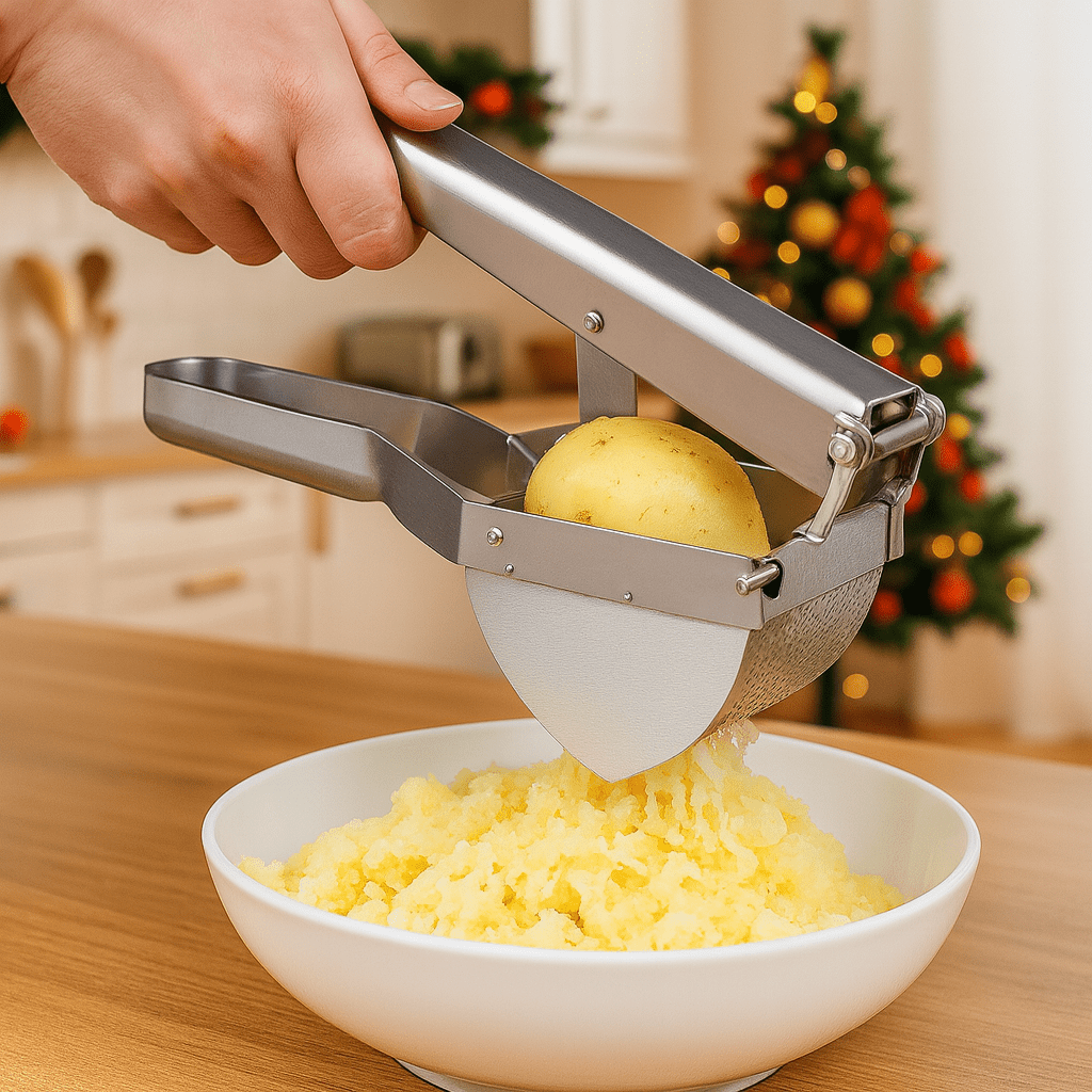 EaseMash ergonomisk potetpresse i rustfritt stål for travle foreldre, glatt babymat