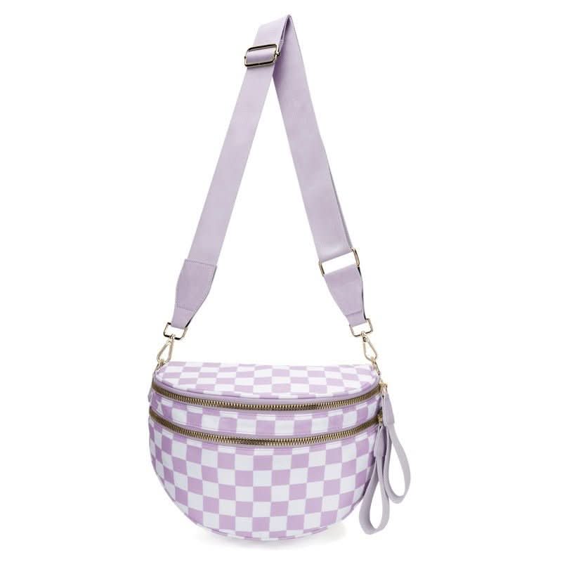 Sac bandoulière Luma Avenue pour femmes, style damier urbain, élégance quotidienne