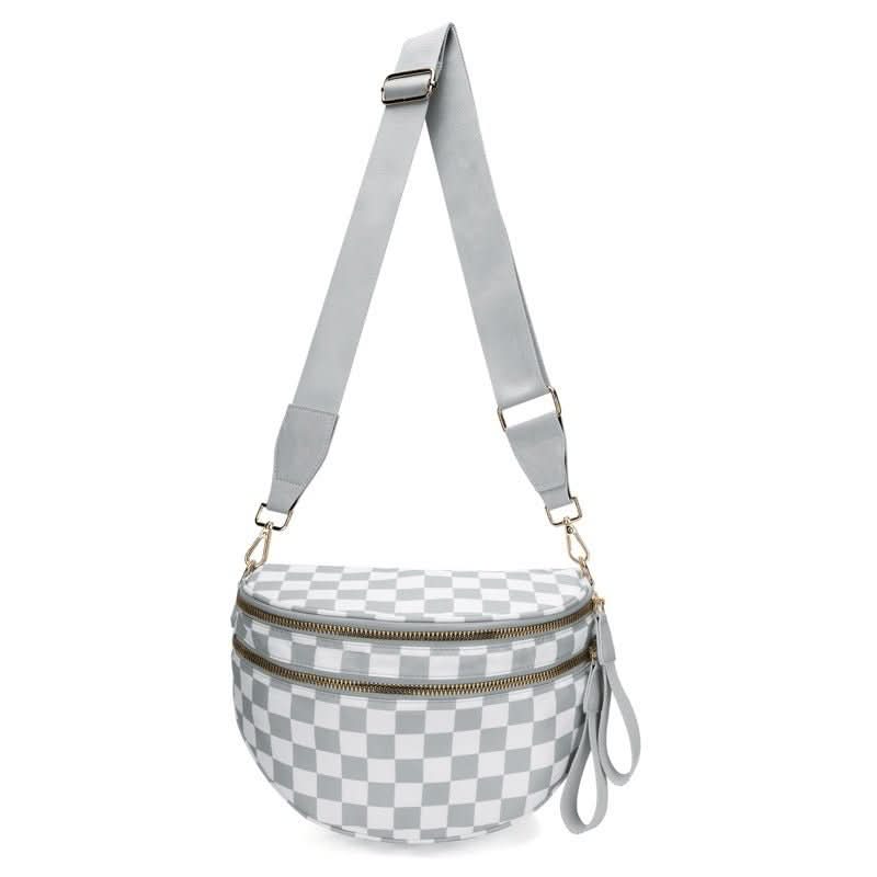 Sac bandoulière Luma Avenue pour femmes, style damier urbain, élégance quotidienne