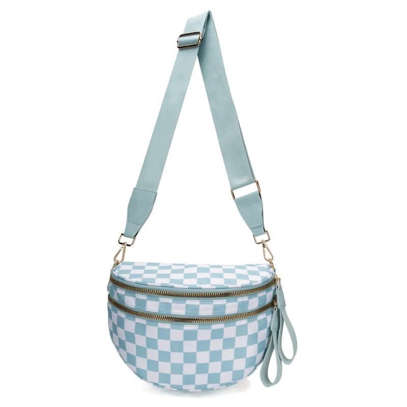 Sac bandoulière Luma Avenue pour femmes, style damier urbain, élégance quotidienne