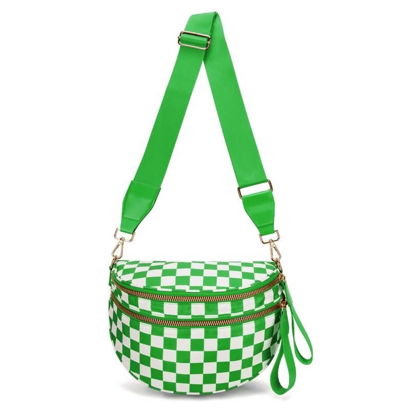 Sac bandoulière Luma Avenue pour femmes, style damier urbain, élégance quotidienne