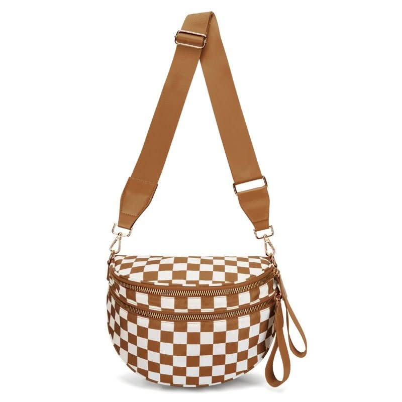 Sac bandoulière Luma Avenue pour femmes, style damier urbain, élégance quotidienne