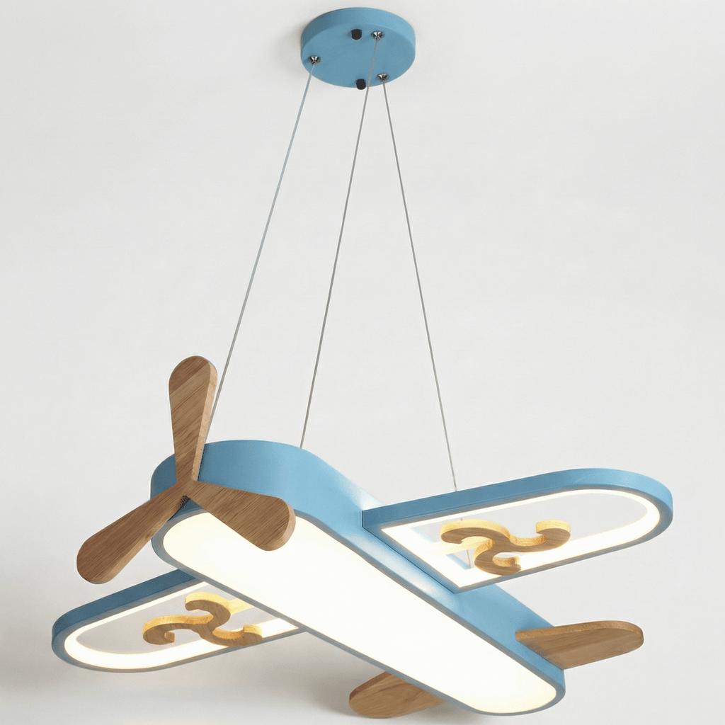 Kids Airplane Ceiling Fixture With LED Illumination, 12-Inch Metal Design