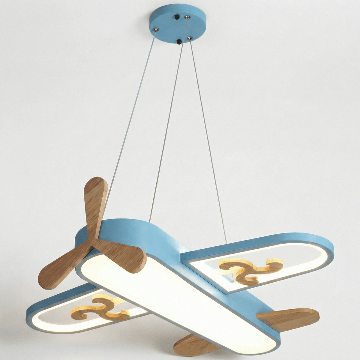 Kids Airplane Ceiling Fixture With LED Illumination, 12-Inch Metal Design