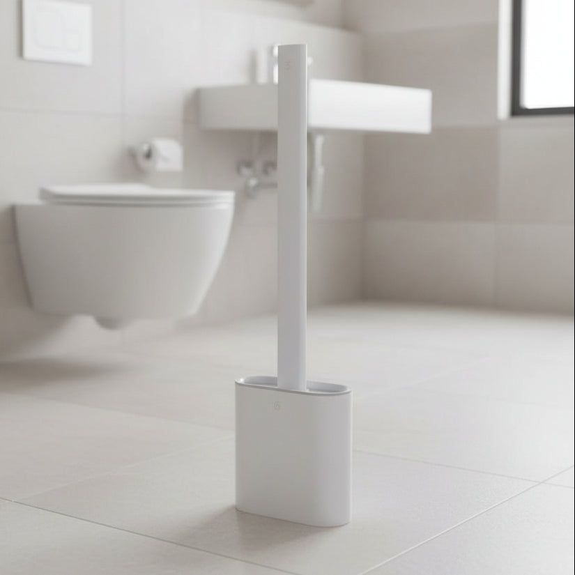 Escova de Sanita em Silicone Higiênica PureGuard com Suporte de Parede e Cabeça Flexível