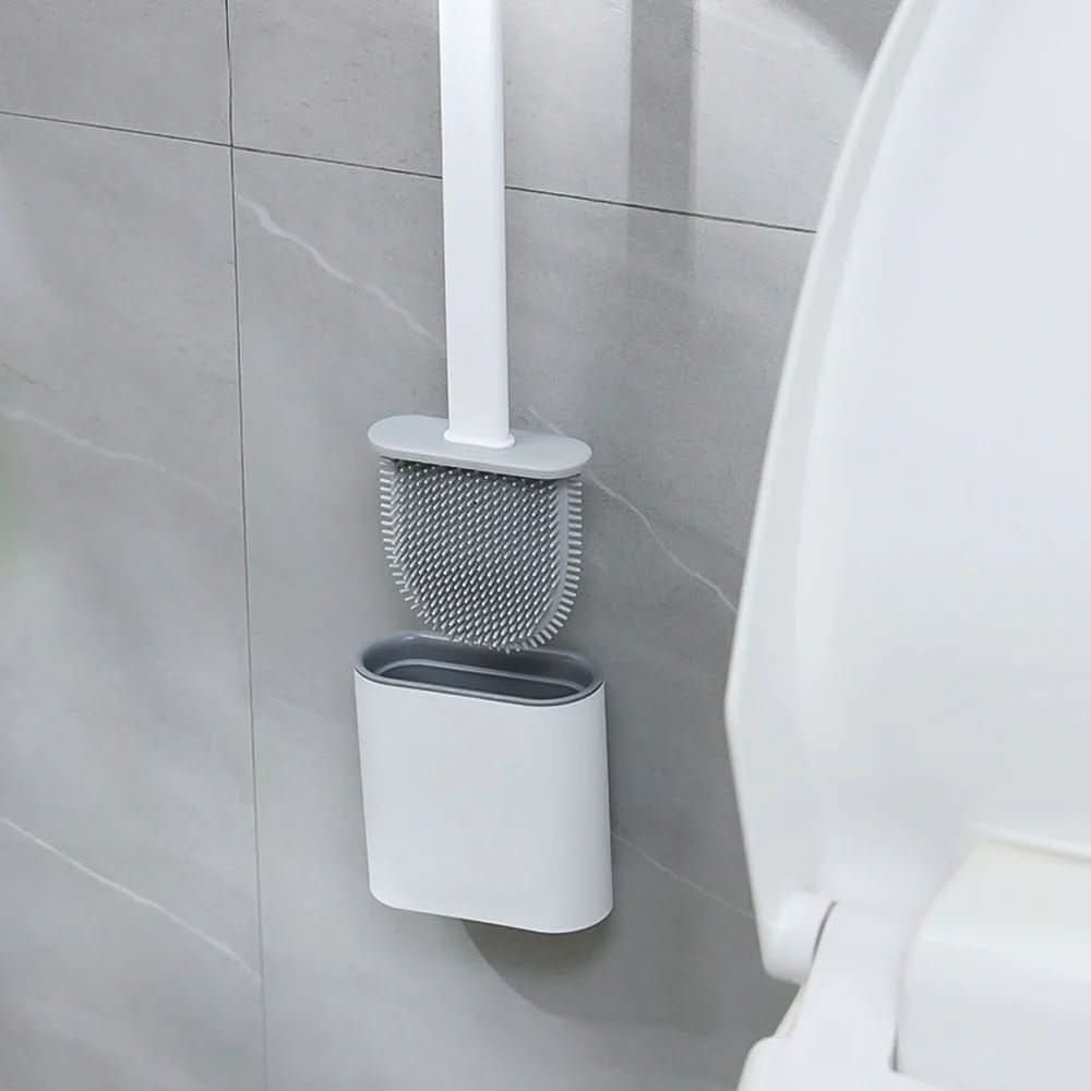Escova de Sanita em Silicone Higiênica PureGuard com Suporte de Parede e Cabeça Flexível