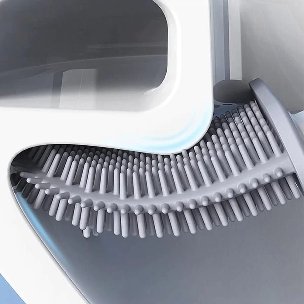 Escova de Sanita em Silicone Higiênica PureGuard com Suporte de Parede e Cabeça Flexível