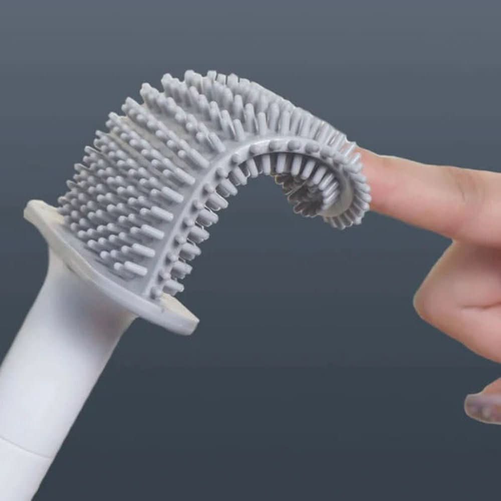 Escova de Sanita em Silicone Higiênica PureGuard com Suporte de Parede e Cabeça Flexível