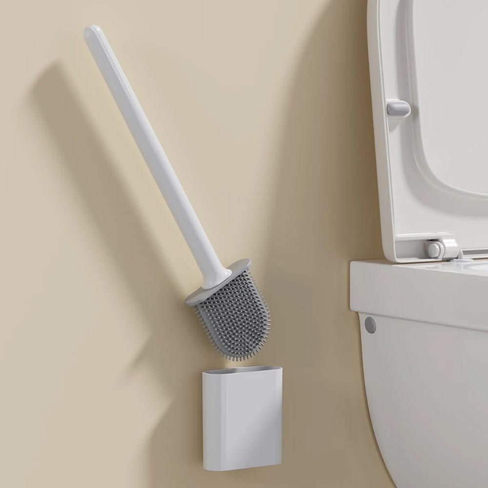 Escova de Sanita em Silicone Higiênica PureGuard com Suporte de Parede e Cabeça Flexível