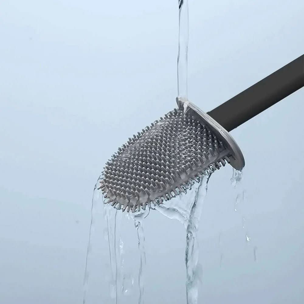 Escova de Sanita em Silicone Higiênica PureGuard com Suporte de Parede e Cabeça Flexível