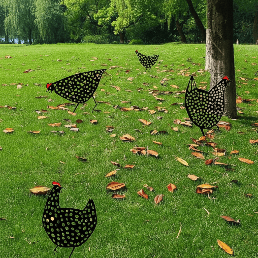 MeadowAcre Weather Resistant Metal Chicken Garden Ornament For Rustic Gardeners