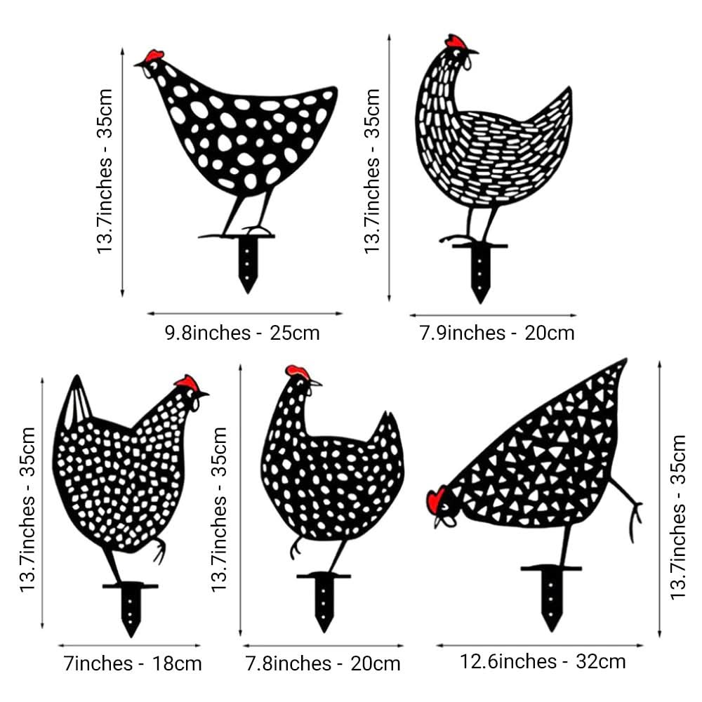 MeadowAcre Weather Resistant Metal Chicken Garden Ornament For Rustic Gardeners