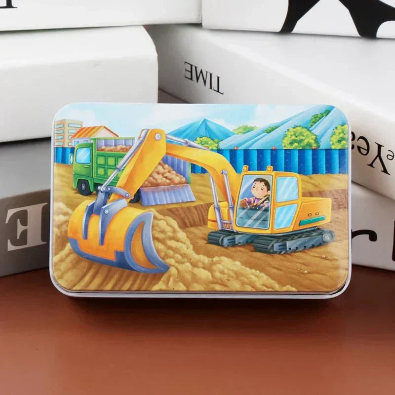 CleverNest Wooden Puzzle For Kids 60-Piece Animal And Vehicle Motifs Builds Logic
