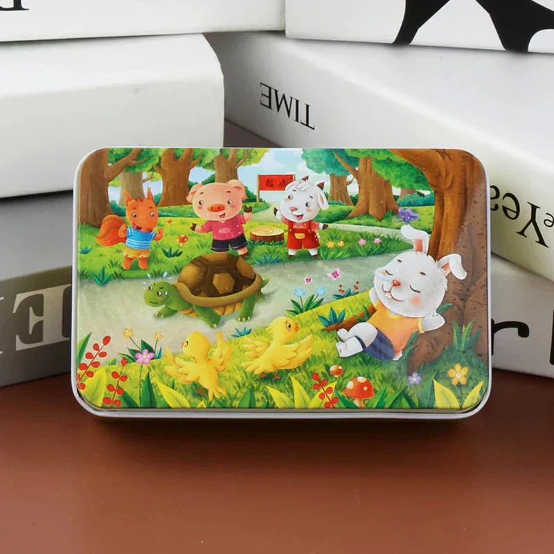 CleverNest Wooden Puzzle For Kids 60-Piece Animal And Vehicle Motifs Builds Logic