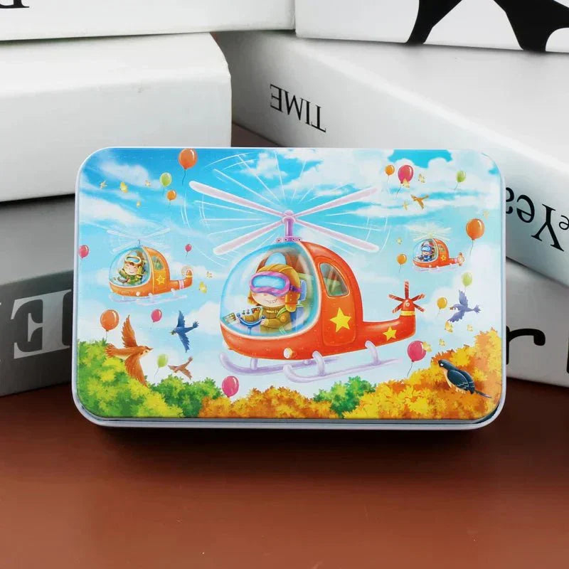 CleverNest Wooden Puzzle For Kids 60-Piece Animal And Vehicle Motifs Builds Logic