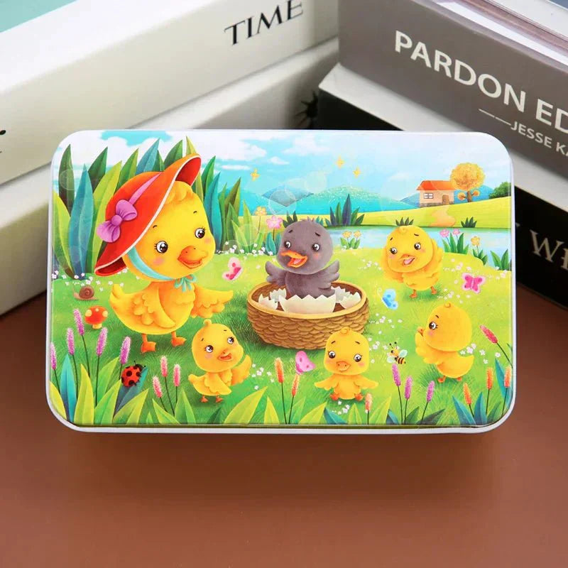CleverNest Wooden Puzzle For Kids 60-Piece Animal And Vehicle Motifs Builds Logic
