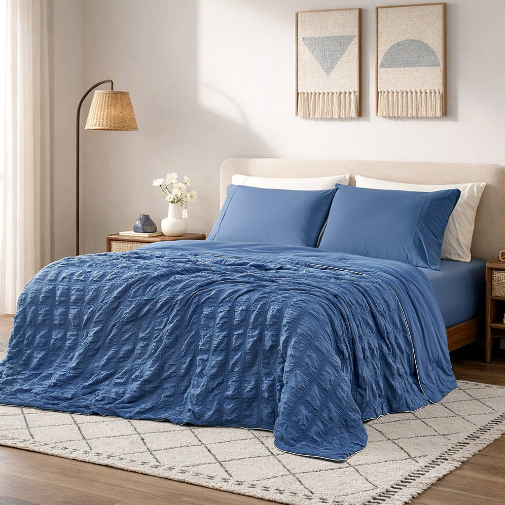 Comfort Collection | Cooling Comforter with Advanced Airflow | Lightweight Seersucker Design for Hot Sleepers 14