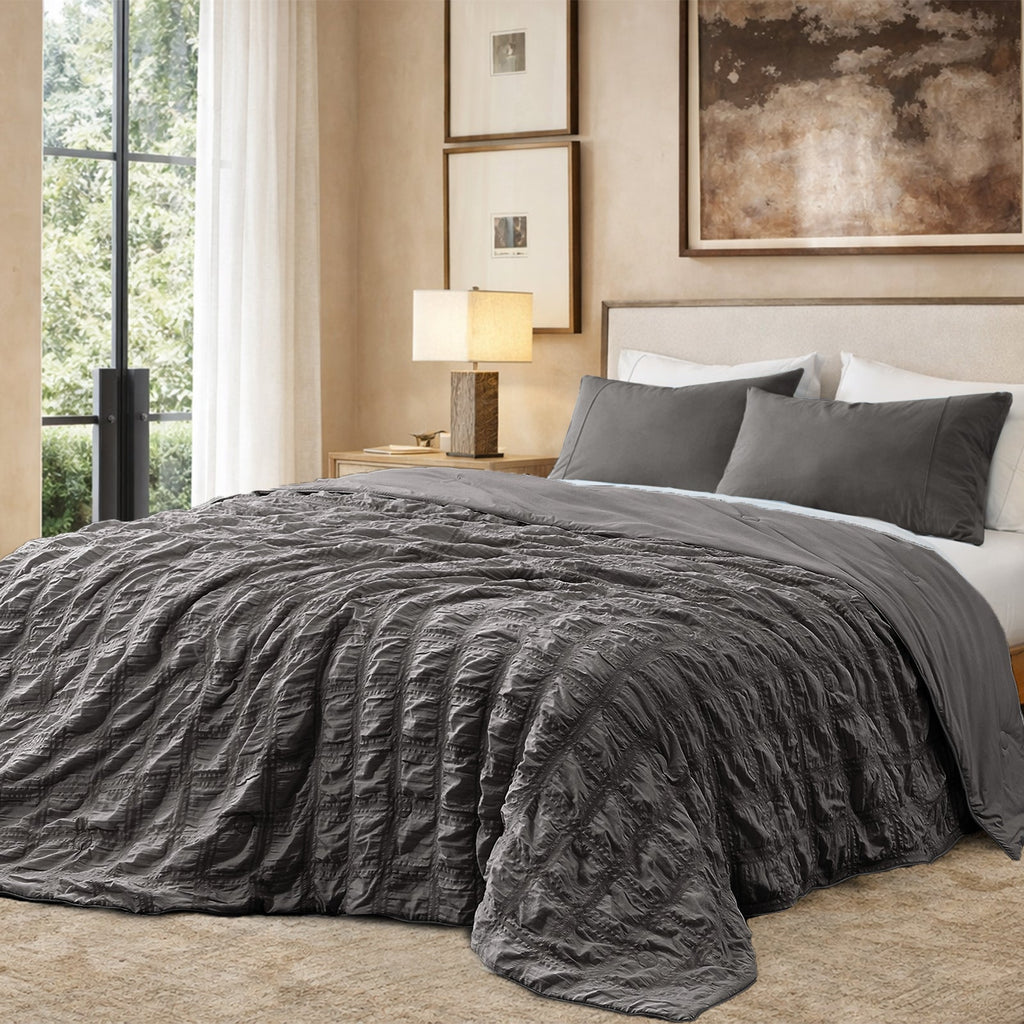 Comfort Collection Seersucker Cooling Comforter With Airflow For Warm Nights