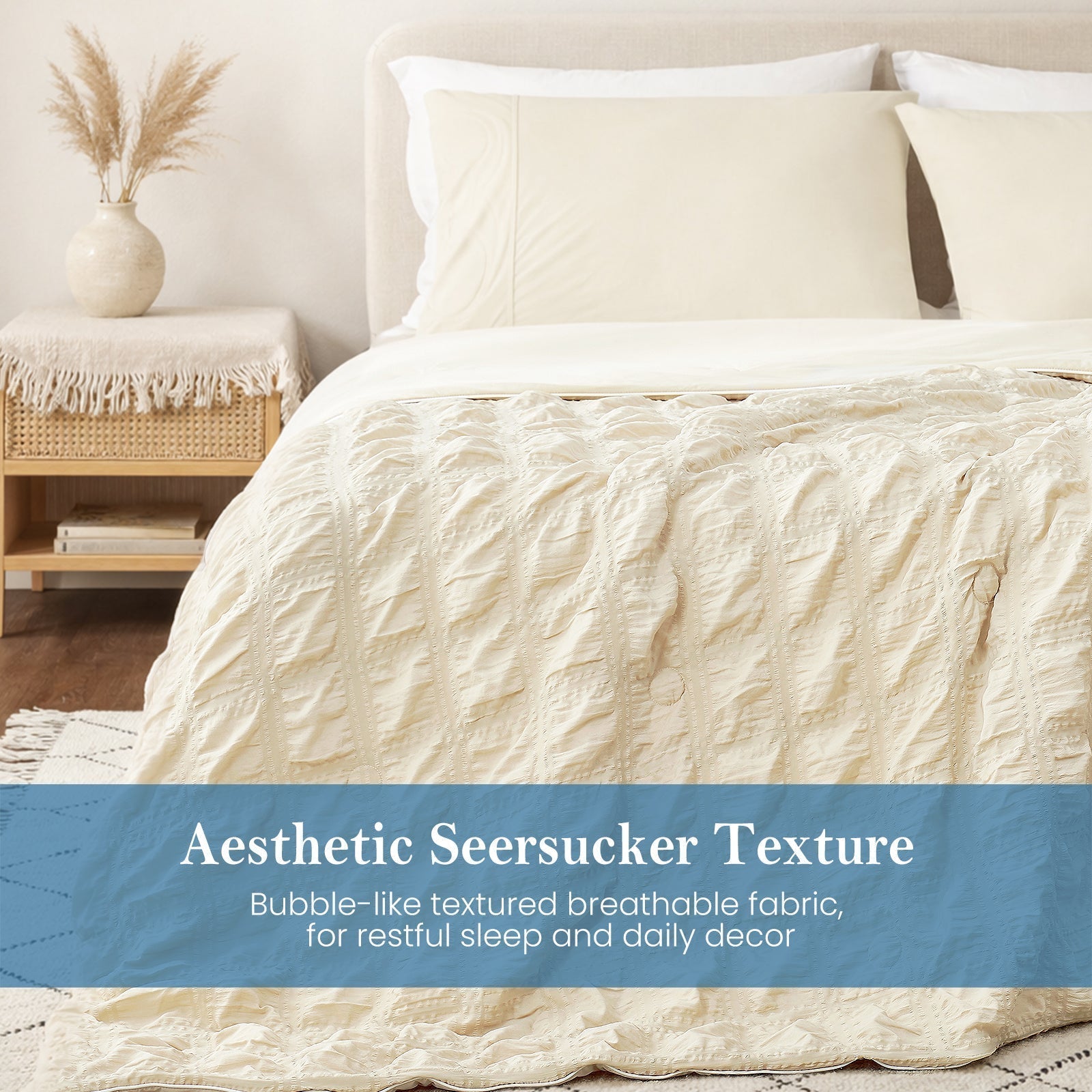 Comfort Collection Seersucker Cooling Comforter With Airflow For Warm Nights