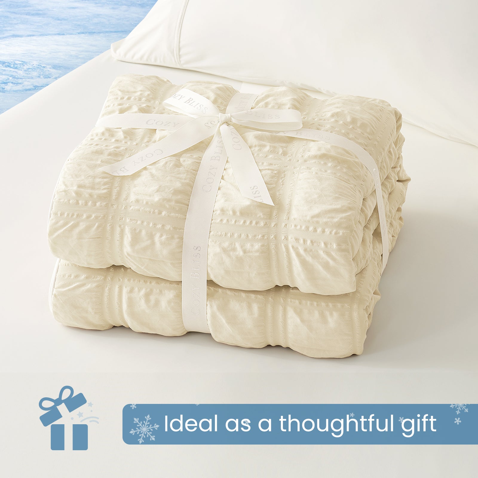 Comfort Collection Seersucker Cooling Comforter With Airflow For Warm Nights