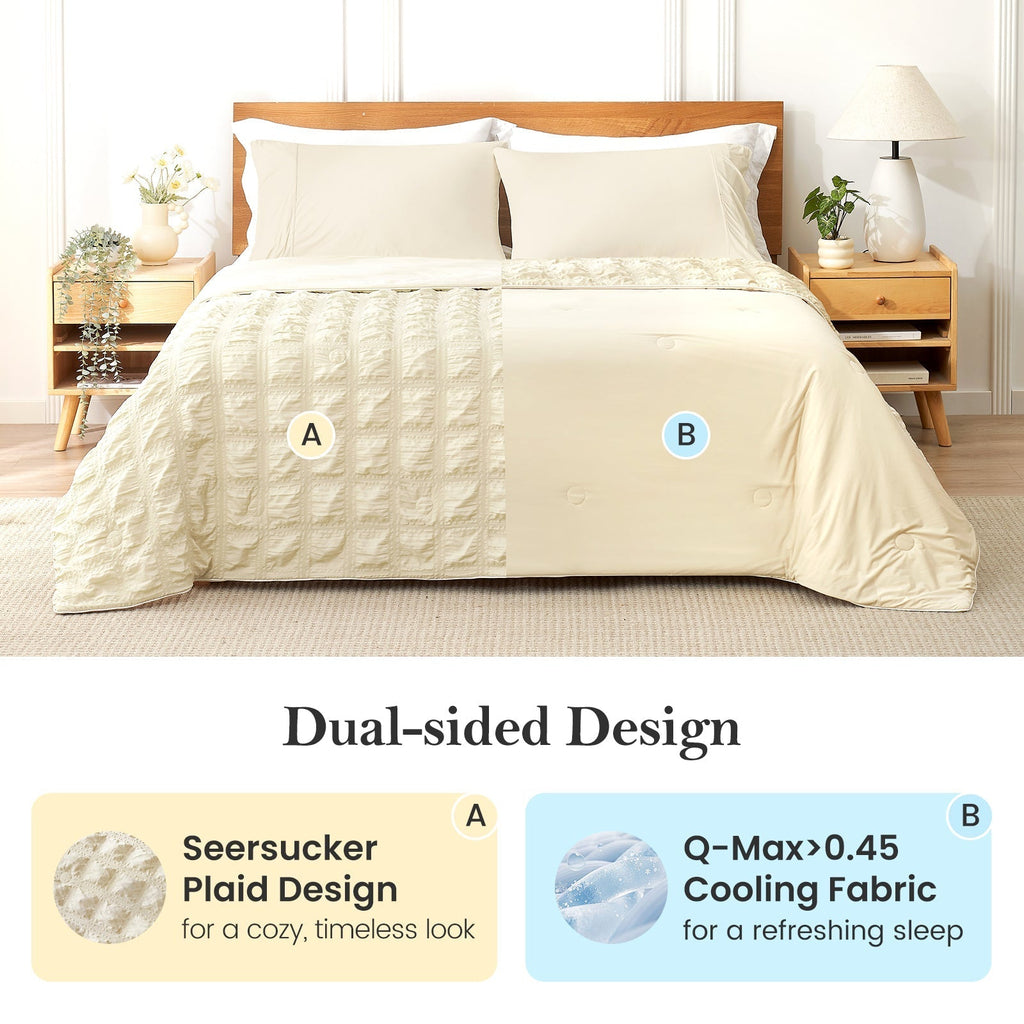 Comfort Collection Seersucker Cooling Comforter With Airflow For Warm Nights